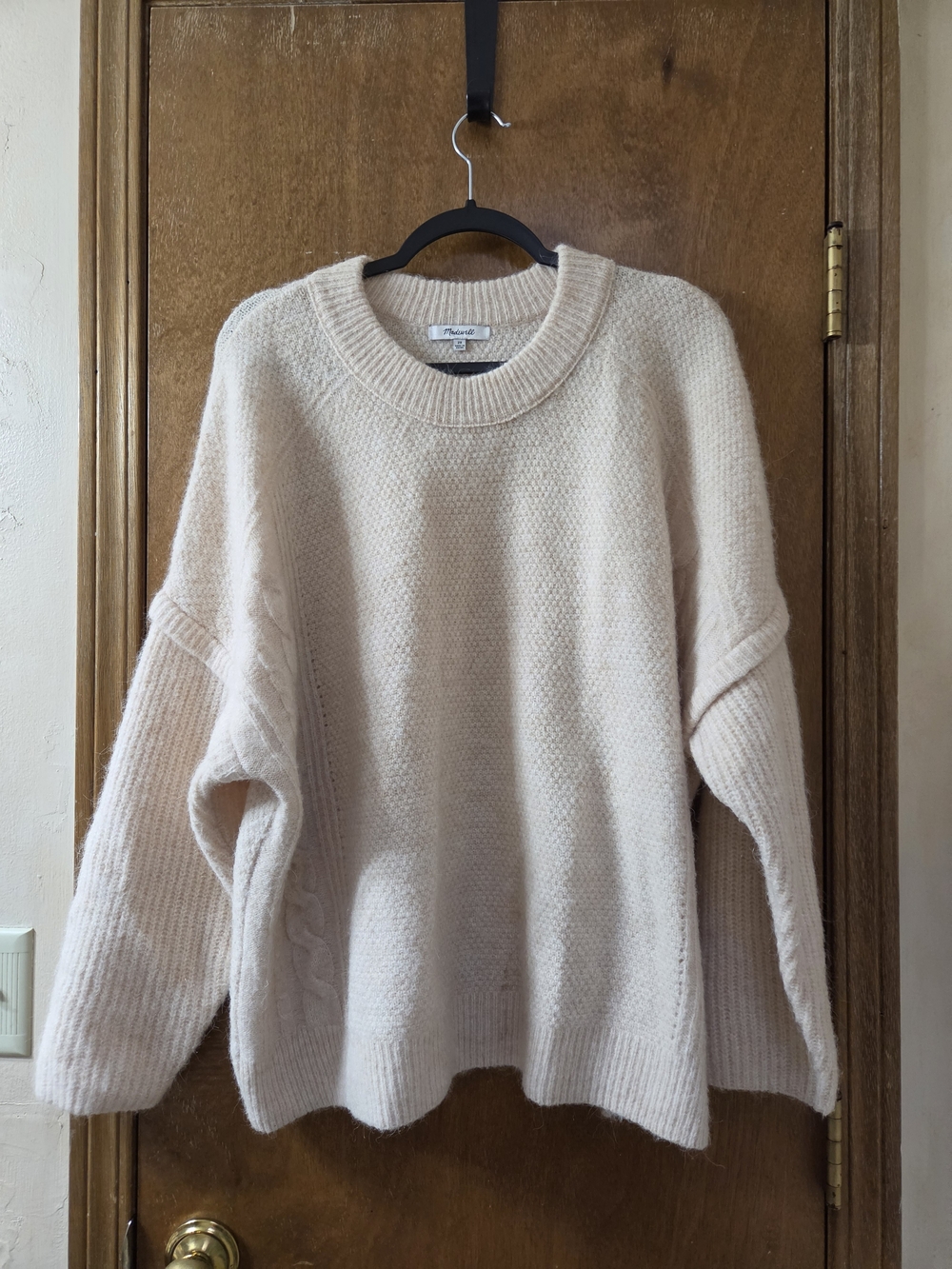 Madewell Cream Crewneck Textured Knit Sweater